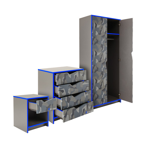 X-Rocker Hideout Camo 3Pc Set in Grey/Blue