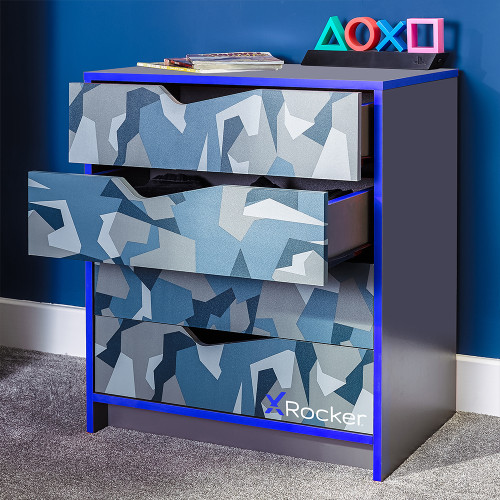 X-Rocker Hideout Camo 3Pc Set in Grey/Blue