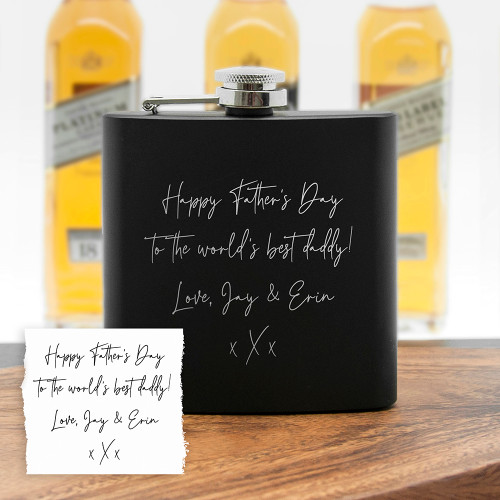 Personalised Handwriting Hip Flask Black