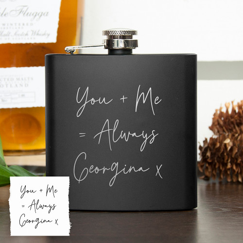Personalised Handwriting Hip Flask Black