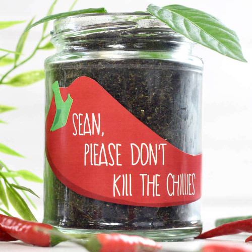 Personalised Please Don’t Kill the Chillies Plant Jar