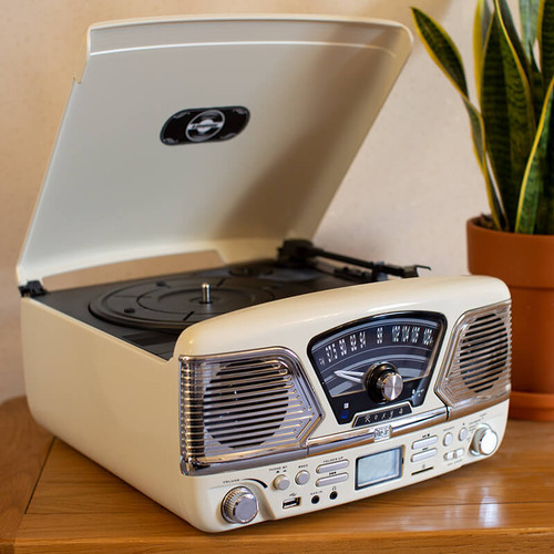 Steepletone Roxy 4 Bluetooth Record Player– Cream