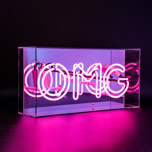 'OMG' Glass Neon Sign – Pink