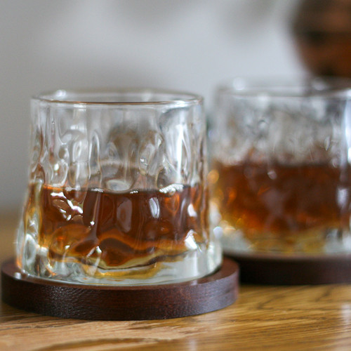 Whiskey Rotating Glasses with Coasters – Set of 2 by Connoisseur Creations