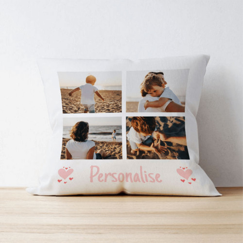 Personalised Photo Cushion with Message – 4 Photos