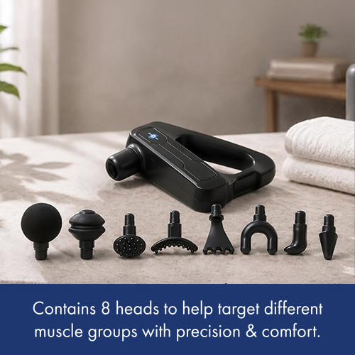 Wellbeing Cordless Massage Gun with 8 Interchangeable Heads