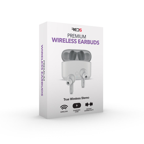 RED5 Premium True Wireless Stereo Ear Buds in White