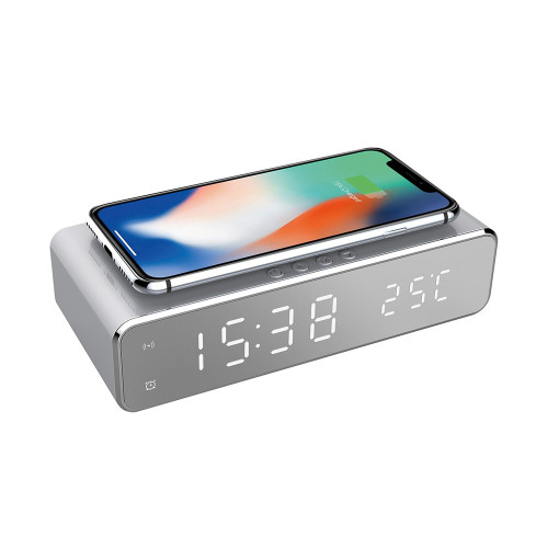 RED5 Wireless Charging Silver Alarm Clock