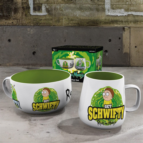 Rick & Morty Get Schwifty Mug & Bowl Breakfast Gift Set