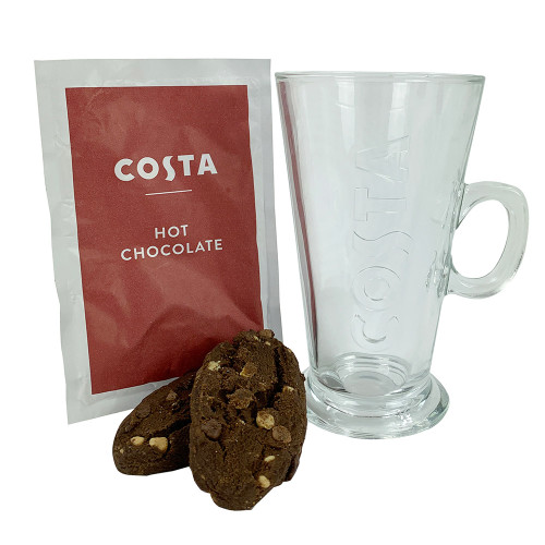 Costa Coffee Glass and Hot Chocolate Drink Mix Gift Set