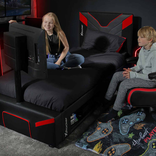 X Rocker Cerberus Twist TV Gaming Bed - Single Carbon Red