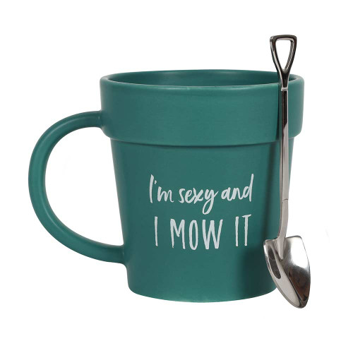 I'm Sexy & I Mow It Plant Pot Mug & Shovel Spoon