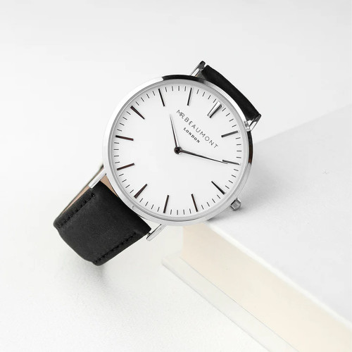 Personalised Men's Leather Watch - Black