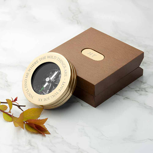 Personalised Compass with Wooden Box - Couples Edition