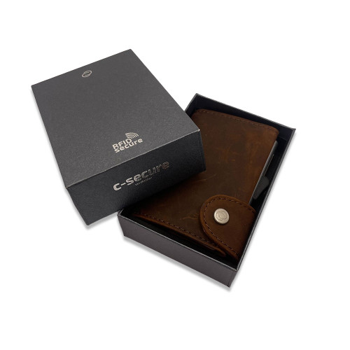 C-Secure RFID Classic Leather Cardholder Wallet - Buffalo
