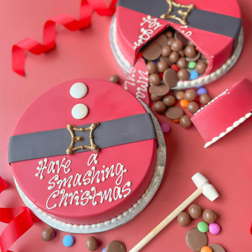 Personalised Chocolate Santa Smash Cake