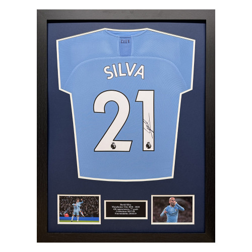 David Silva Signed Manchester City Shirt - Framed