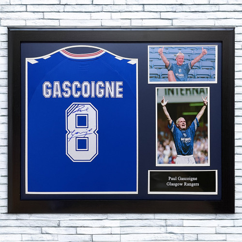 Paul Gascoigne Signed Rangers Shirt - Framed