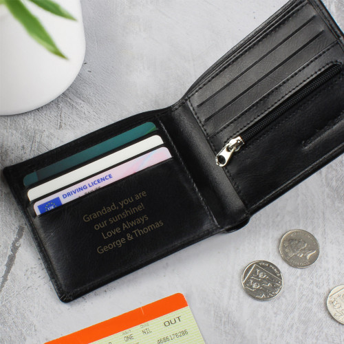 Personalised Black Leather Wallet