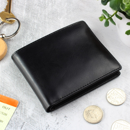 Personalised Black Leather Wallet