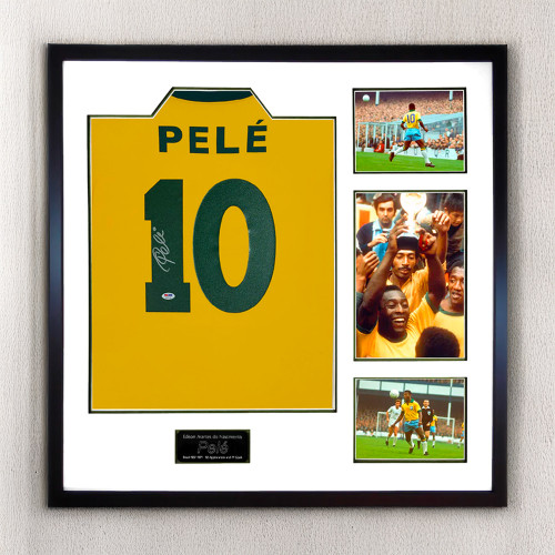 Pele Back Signed Shirt Elite - Framed