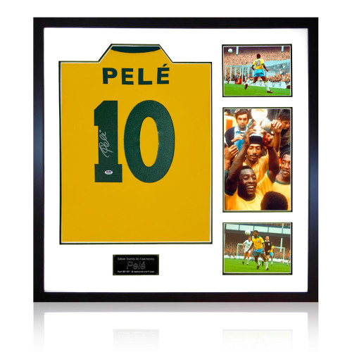 Pele Back Signed Shirt Elite - Framed