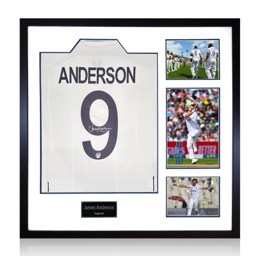 James Anderson Signed England Test Shirt Elite - Framed