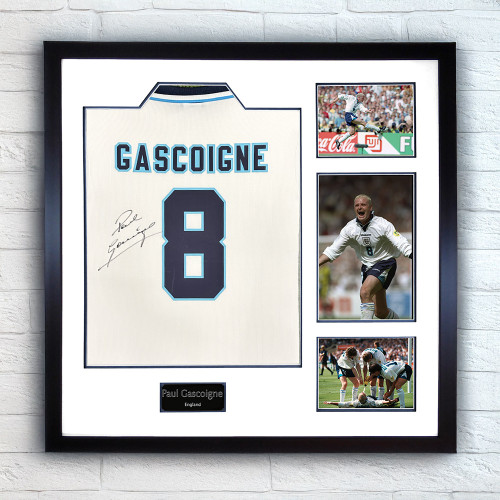 Paul Gascoigne Signed England Shirt Elite - Framed