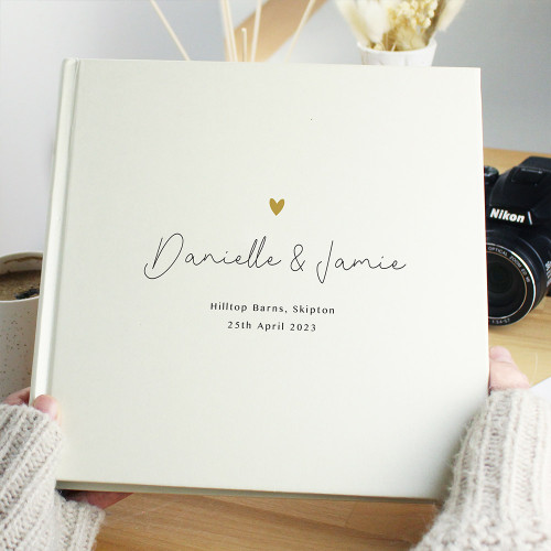 Personalised Gold Heart Wedding Album