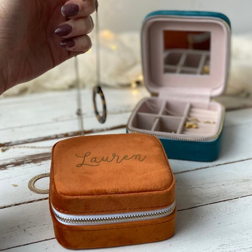 Personalised Velvet Travel Jewellery Case