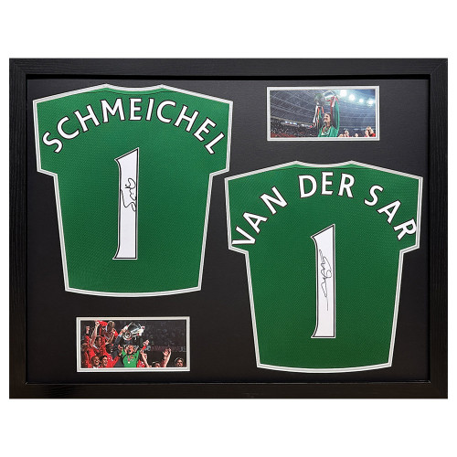 Schmeichel Van der Sar Signed Man United Shirt - Framed