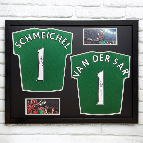 Schmeichel Van der Sar Signed Man United Shirt - Framed