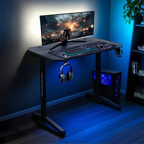 X Rocker Panther Carbon Fibre Black Gaming Desk