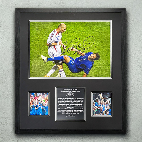 Marco Materazzi Signed Italy Photo - Framed