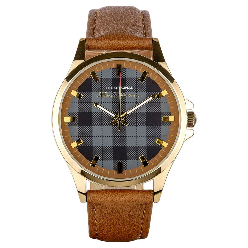 Ben Sherman Tan Strap Black Check Dial Watch