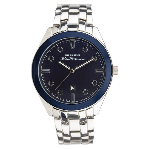 Ben Sherman Silver Strap Navy Sunray Dial Watch