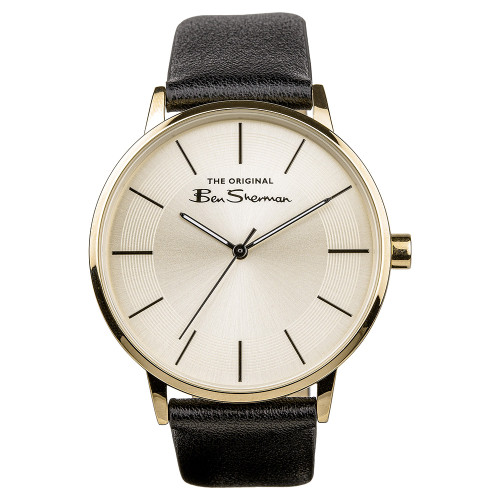 Ben Sherman Black Strap Gold Sunray Dial Watch