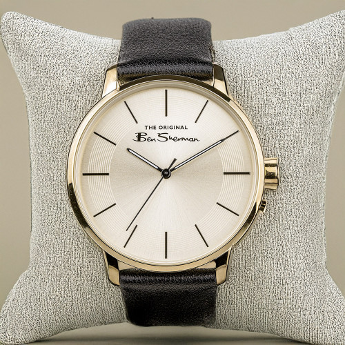 Ben Sherman Black Strap Gold Sunray Dial Watch