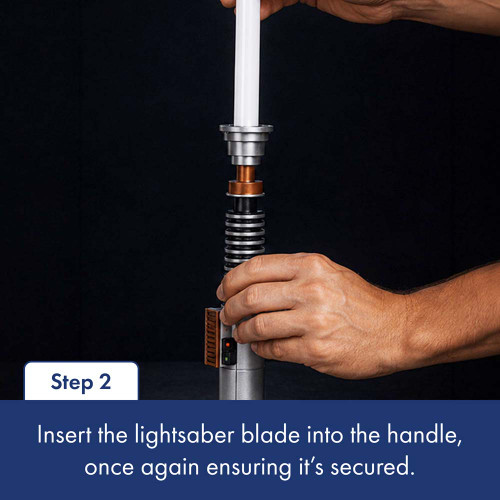 Next, insert the blade into the handle. Once again, make sure it is secured properly.