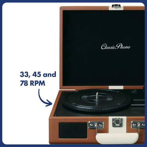 Lenco TT-120 Suitcase Turntable with Speakers Brown & White