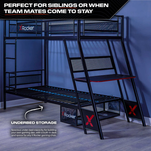 XR Armada Dual Bunk Bed with Desk Black