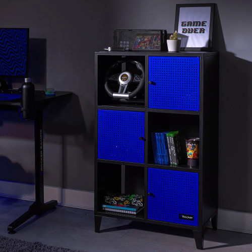 XR Mesh-Tek Tall 6 Cube Storage Unit Blue and Black