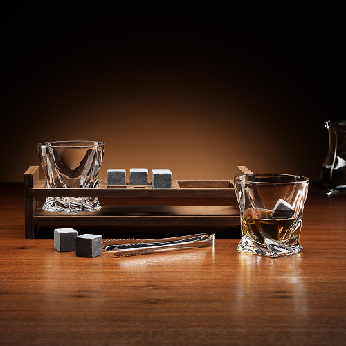 Connoisseur Creations Twisted Whisky Glasses With Ice Stones