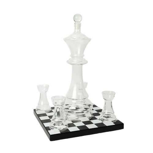 Connoisseur Creations Chess Decanter Set With Rook Glasses Connoisseur Creations Chess Decanter Set With Rook Glasses