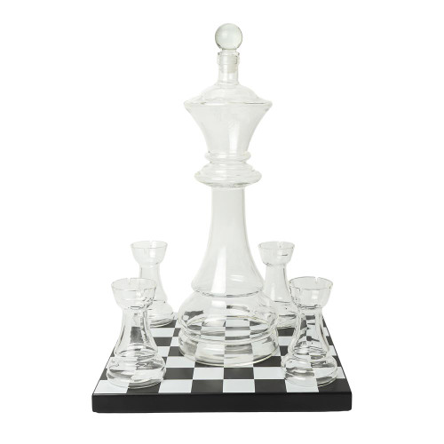 Connoisseur Creations Chess Decanter Set With Rook Glasses Connoisseur Creations Chess Decanter Set With Rook Glasses