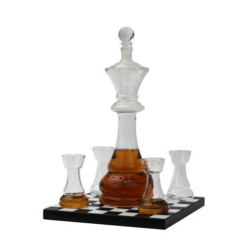 Connoisseur Creations Chess Decanter Set With Rook Glasses
