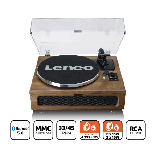 Lenco LS-410 Walnut Turntable with Speakers