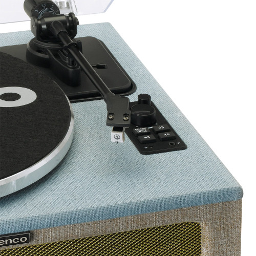 Lenco LS-440 Blue Fabric Turntable with Speakers
