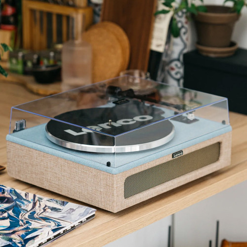 Lenco LS-440 Blue Fabric Turntable with Speakers