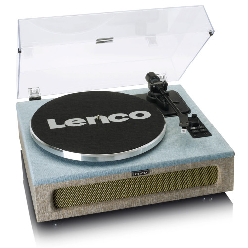Lenco LS-440 Blue Fabric Turntable with Speakers